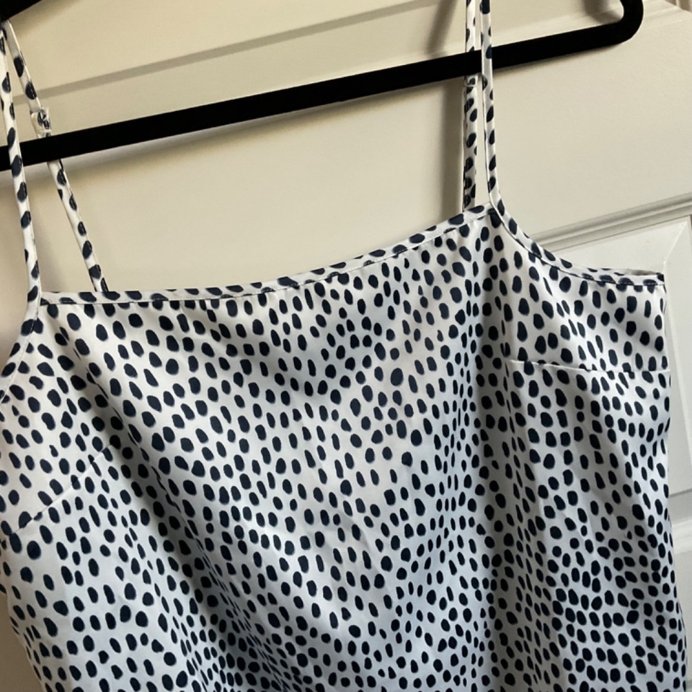 J. Crew Polka Dot Satin Camisole - White and Blue -‎ Size Large - Picture 3 of 7